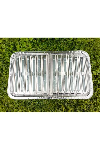 abnturk Paslanmaz Dumansız Ayaklı Mangal Hertür Et+Tavuk+Közleme için Krom Oluklu Köfteci Izgara Mangal 50cm - 5