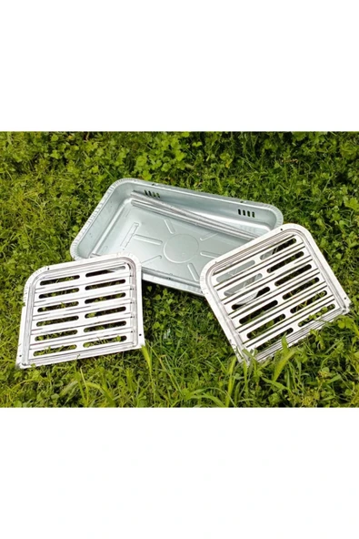 abnturk Paslanmaz Dumansız Ayaklı Mangal Hertür Et+Tavuk+Közleme için Krom Oluklu Köfteci Izgara Mangal 50cm - 4