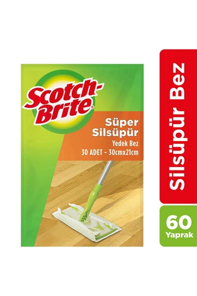 SCOTCH BRİTE Scotch-brıte Sil Süpür Q600 Paspas Yedek Bez 30'lu X 2 (60 YAPRAK)