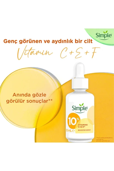 SİMPLE Booster Serum %10 C+F+E Vitamini Genç Görünen ve Aydınlık Cilt İçin 30 ml - 6