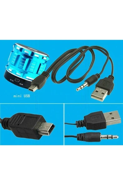 abnturk Bluetooth Speaker,mp3 Için 5pin Mini Usb Ile 3.5mm Aux Jak Erkek 45cm Uzunluk - 4