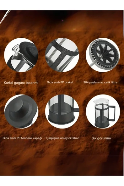 NutraBella French Bitki Çayı , Kahve Pressi Plastik 350 ml Frenç Pres Çay Demleme Ve Içme Bardağı - 4