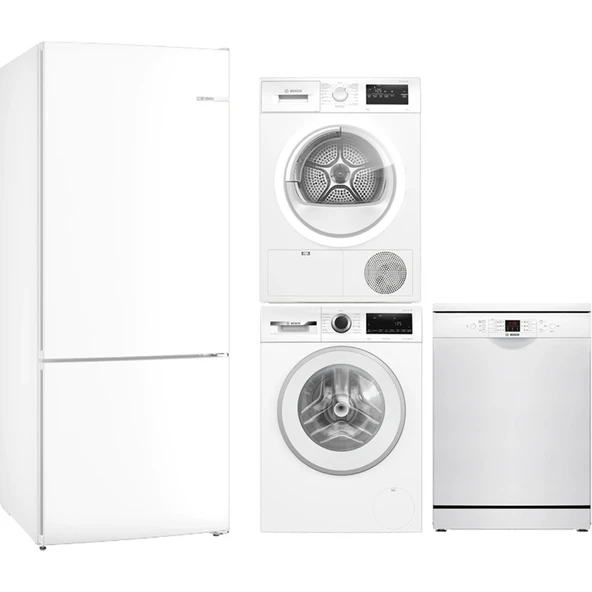 Dörtlü Beyaz Eşya Seti (KGN76VWE0N-WGA142X2TR-WTH22200TR-SMS26DW00T)