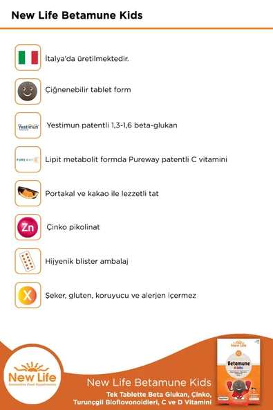 New Life Betamune Kids 30 Çiğneme Tableti - Resim 3