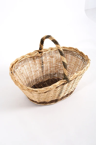 Tek Saç Örgü Hasır Sepet H : 24 cm - Resim 2