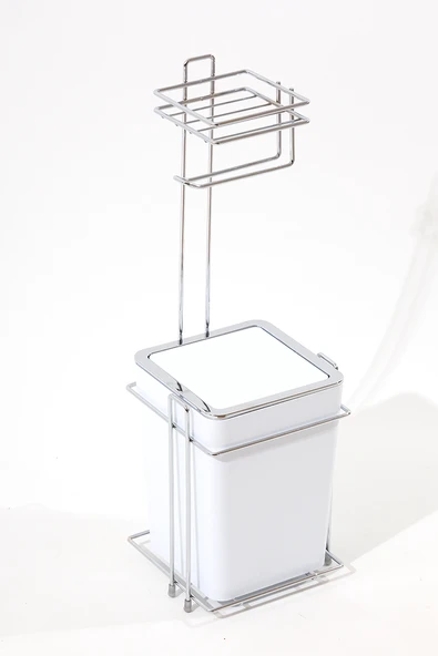 Çöp Kovalı Tuvalet Kağıtlığı ve Çöp Kovası Beyaz - 3