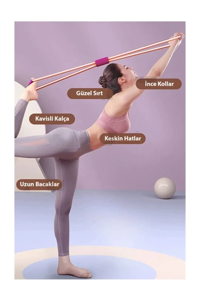 Pembe Pilates Direnç Lastiği İpi Vücut Şekillendirici Kelebek Direnç Lastiği Güç Lastiği Egzersiz AA177 - 3