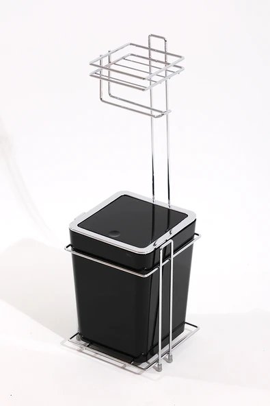 Çöp Kovalı Tuvalet Kağıtlığı ve Çöp Kovası Siyah - 2