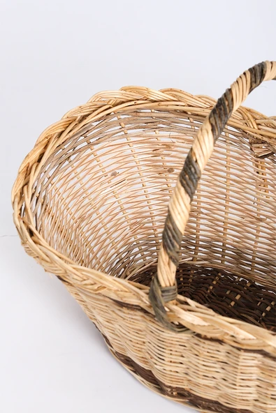 Tek Saç Örgü Hasır Sepet H : 24 cm - Resim 4