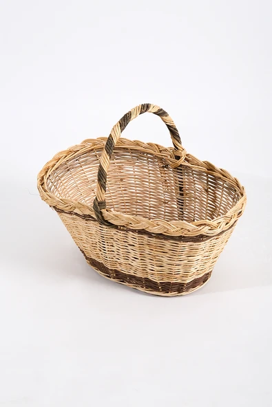 Tek Saç Örgü Hasır Sepet H : 24 cm - Resim 3