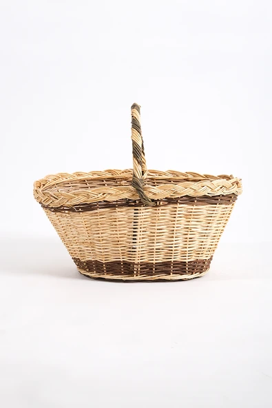 Tek Saç Örgü Hasır Sepet H : 24 cm ürün görseli 1