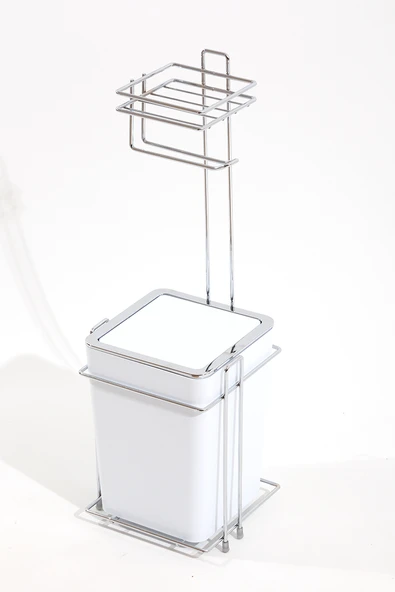 Çöp Kovalı Tuvalet Kağıtlığı ve Çöp Kovası Beyaz - 2