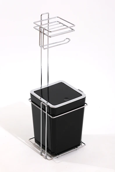 Çöp Kovalı Tuvalet Kağıtlığı ve Çöp Kovası Siyah - 3