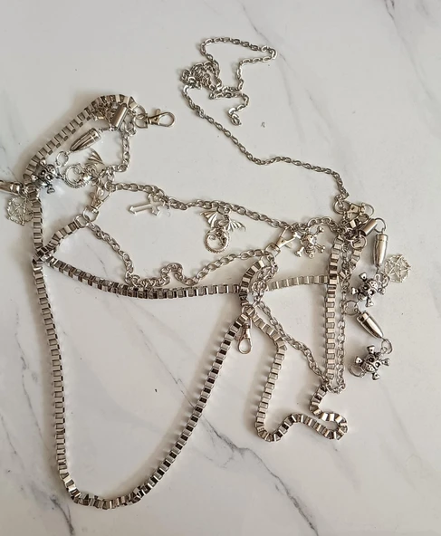 Kendinden Külotlu Mini Etek, Zincir Detaylı Mini Etek, Punk Etek, Gotik Etek, Kemerli Etek - 5