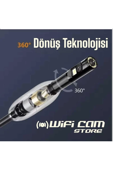 WIWOCAM 360 Rotasyon Motorlu 5 Metre Çift Lensli Sert Kablolu 1080P Ekranlı Tamirci Kamerası - 3