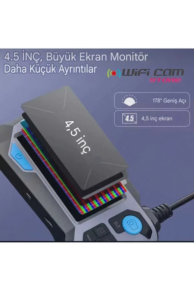 WIWOCAM 360Rotasyon Motorlu 10 Metre Çift Lensli Sert Kablolu 1080P Ekranlı Tamirci Kamerası - 6
