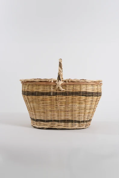 Kapaklı Hasır Piknik Sepeti - Resim 2