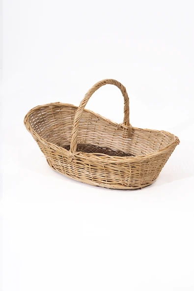 Yayvan Tek Saç Örgü Hasır Sepet - Resim 3