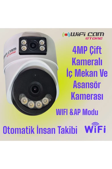 WİFİCAM Çift Kameralı İç Ortam Tavan Tip Dome Wifi Kamera - 7