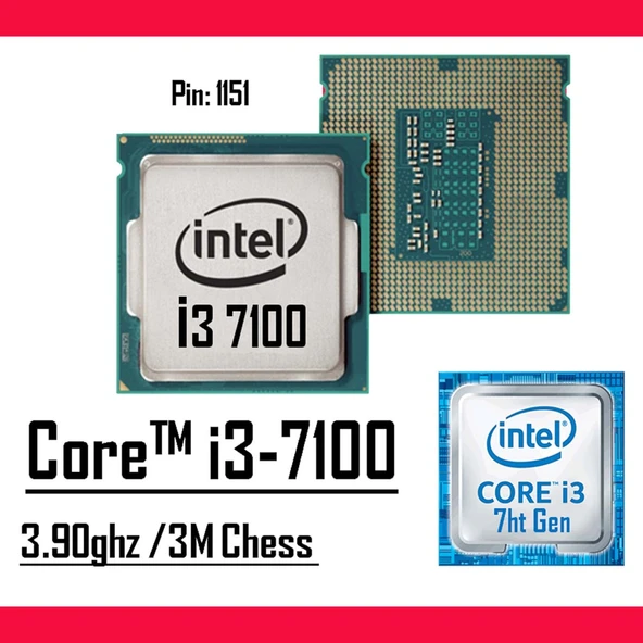2.EL Intel Core i3 7100 3.90 Ghz 3mb Cache Lga 1151 PİN İŞLEMCİ
