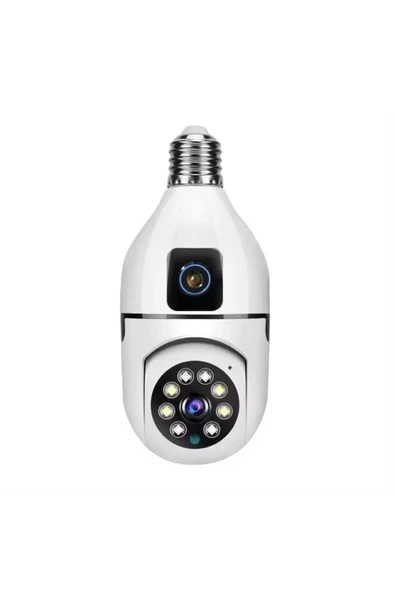 RAYNOX RX-TYS202 Çift kameralı ampule takılabilir Kablosuz uzaktan izleme Wifi Güvenlik Kamerası