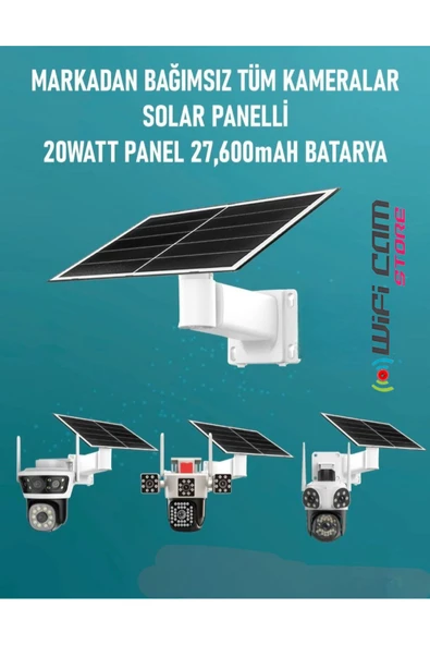 WİFİCAM Lityum Bataryalı Güneş Panel Seti 20 Watt Panel-27.600 Mah Batarya - 5