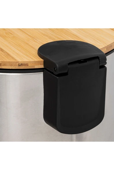 5FiveSmart 5five Çöp Kovaları Simply Smart Bambou 30 Lt Metal Inox - 4
