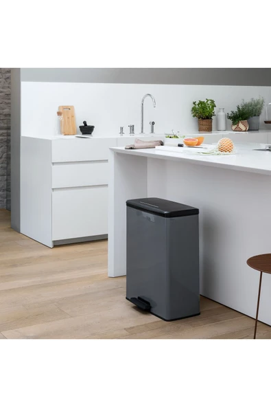 CURVER DecoBin 65L Gri, Yumuşak kapanan, Pedallı, 1. Sınıf Plastik, Çöp Kovası - 8