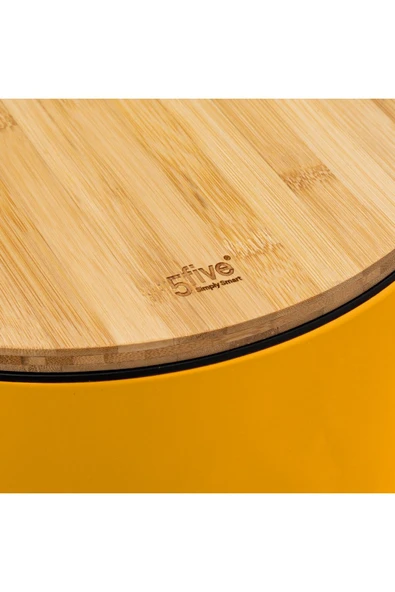 5FIVE Bambou 30 Lt Metal Çöp Kovası - Sarı - 3
