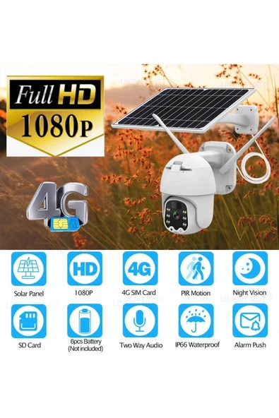 WIFICAM PLUS 4g Sim Kartlı 360 Ptz Solar Güneş Enerjili 1080p Kamera Türkçe Programlı+64 Gb Sd Kart - 6
