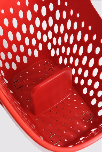 Tekerlekli Market Sepeti (Tekerlekli Alışveriş Sepeti Gri Saplı Bölmeli ) 73 L Kırmızı - 3