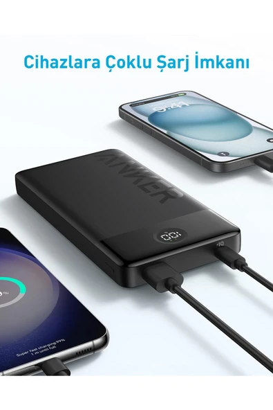 Anker 326 20000 Mah Taşınabilir Hızlı Şarj Cihazı - Usb-c - 15w 2 Çıkışlı Powerbank - Siyah - 2