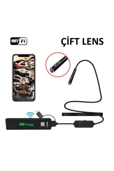 WIFICAM PLUS Çift Lensli Wifi Li Kablo Kamera Sert Kablo 10 Mt Hd Tüm Telefonlara Uyumlu - 6
