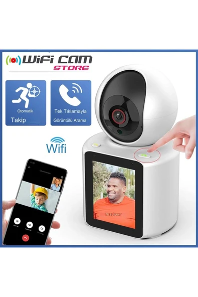 WIFICAM PLUS Ekranlı Görüntülü Görüşme Sağlayan Akıllı Kamera Ev-İşyeri-Ofis-Bebek-Yaşlı Hasta Kamerası - 2