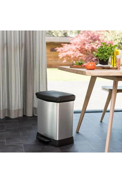 CURVER DecoBin 30L Metal Görünümlü, Yumuşak kapanan, Pedallı, 1. Sınıf Plastik, Çöp Kovası - 7