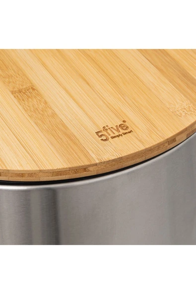 5FiveSmart 5five Çöp Kovaları Simply Smart Bambou 30 Lt Metal Inox - 3