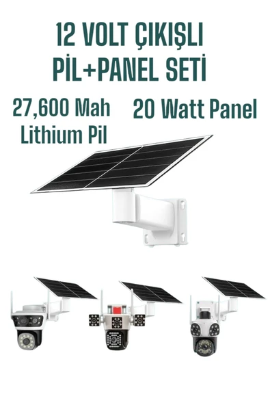 WİFİCAM Lityum Bataryalı Güneş Panel Seti 20 Watt Panel-27.600 Mah Batarya - 4
