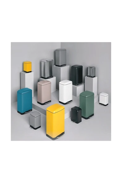 5FiveSmart 5five Simply Smart Ariane 30 Lt Metal Çöp Kovaları Petrol Mavisi - 3