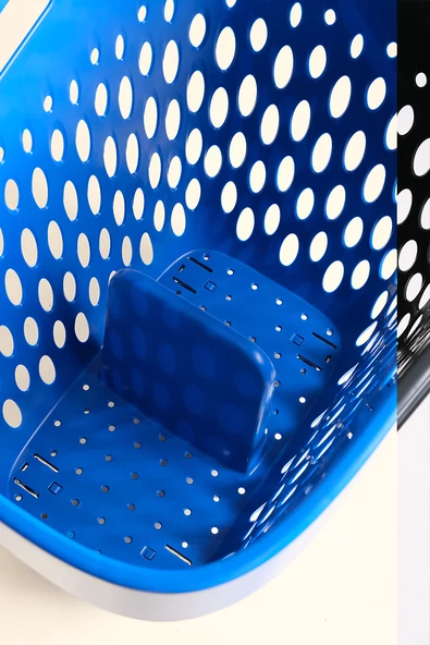 Tekerlekli Market Sepeti (Tekerlekli Alışveriş Sepeti Gri Saplı Bölmeli ) 73 L Mavi - 5