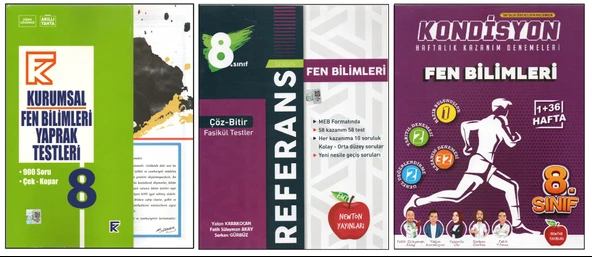 KURMAY 8. SINIF KURUMSAL YAPRAK TEST+NEWTON REFERANS+KONDİSYON FEN BİLİMLERİ (3 KİTAP) ürün görseli 1