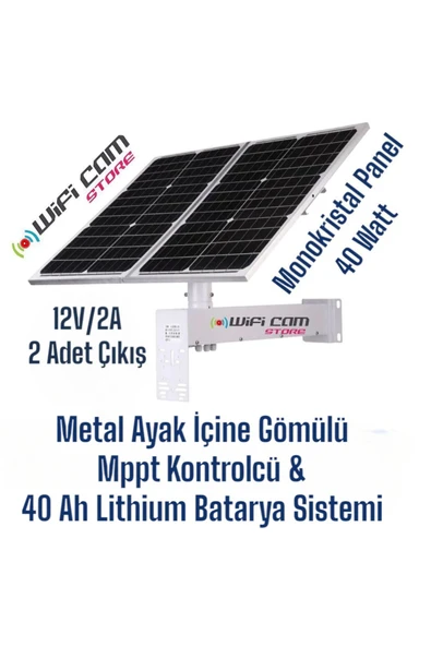 WİFİCAM Lityum Bataryalı Güneş Panel Seti 40 Watt-40 Amper