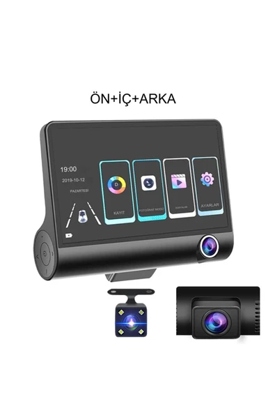 WIWOCAM Araç Kamerası 3 Kameralı Model 1080P Kayıt Geri Görüş Park Kameralı - 2