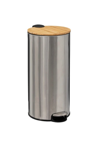 5FiveSmart 5five Çöp Kovaları Simply Smart Bambou 30 Lt Metal Inox