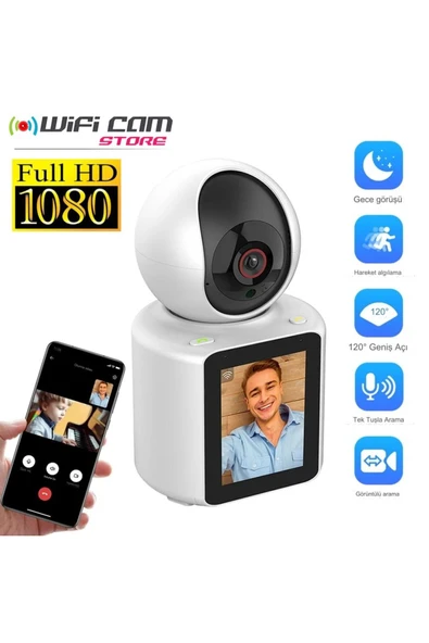 WIFICAM PLUS Ekranlı Görüntülü Görüşme Sağlayan Akıllı Kamera Ev-İşyeri-Ofis-Bebek-Yaşlı Hasta Kamerası
