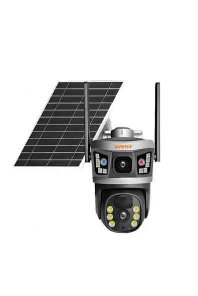 AVENİR AV-S232 4MP Solar WIFI IP PTZ Dual Light Çift kameralı V380 Pro App Kamera