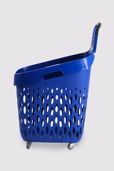 Tekerlekli Market Sepeti (Tekerlekli Alışveriş Sepeti Siyah Saplı ) 73 L Mavi - 3