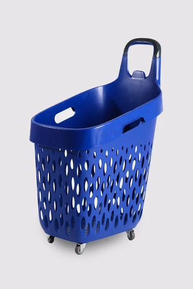 Tekerlekli Market Sepeti (Tekerlekli Alışveriş Sepeti Siyah Saplı ) 73 L Mavi