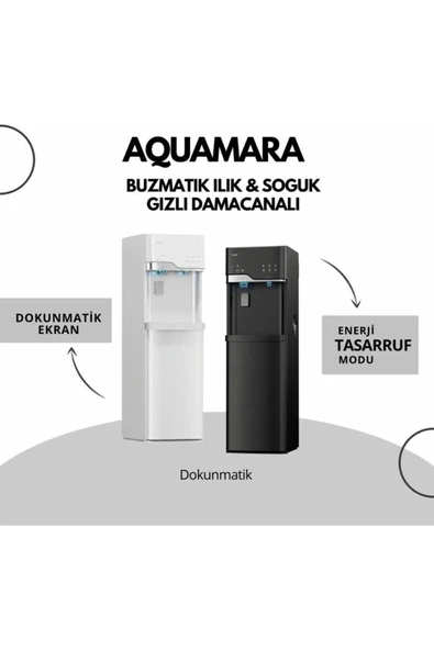 Aquamara - Dokunmatik Kontrollü Beyaz Su Sebili Buz Makineli - 2