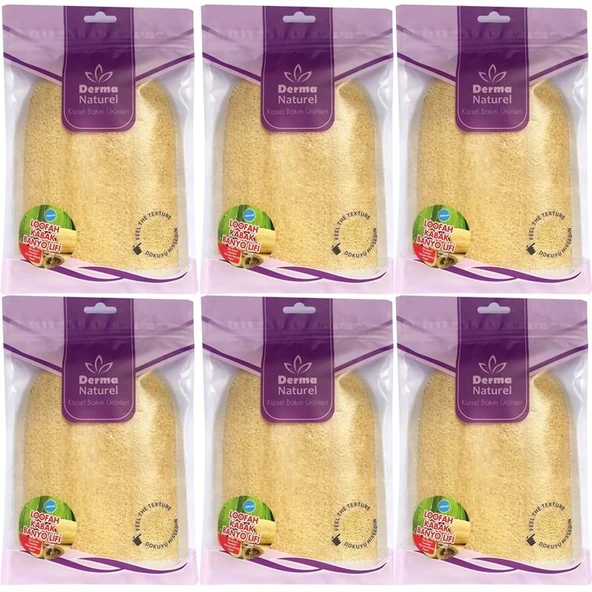 Derma Naturel Loofah Kabak Havlu Banyo Eldiveni (15*24CM) MS-11 (6 Lı Set) - 1