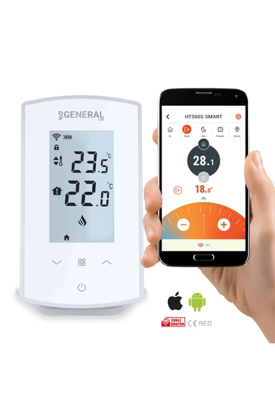 GENERAL Life Ht500S Smart Wifi Kontrollü Akıllı Oda Termostatı Beyaz